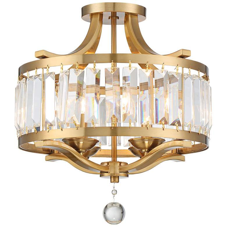 Image 2 Possini Euro Design Prava 16 1/2" Brass and Crystal Ceiling Light