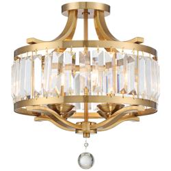 Possini Euro Design Prava 16 1/2&quot; Brass and Crystal Ceiling Light