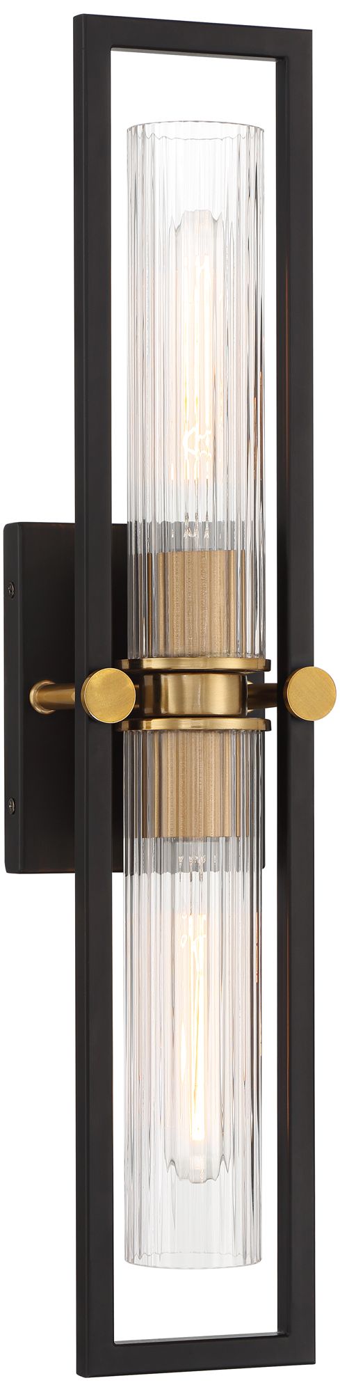 Image 3 Possini Euro Design Ramos 24" High Black and Brass 2-Light Wall Sconce