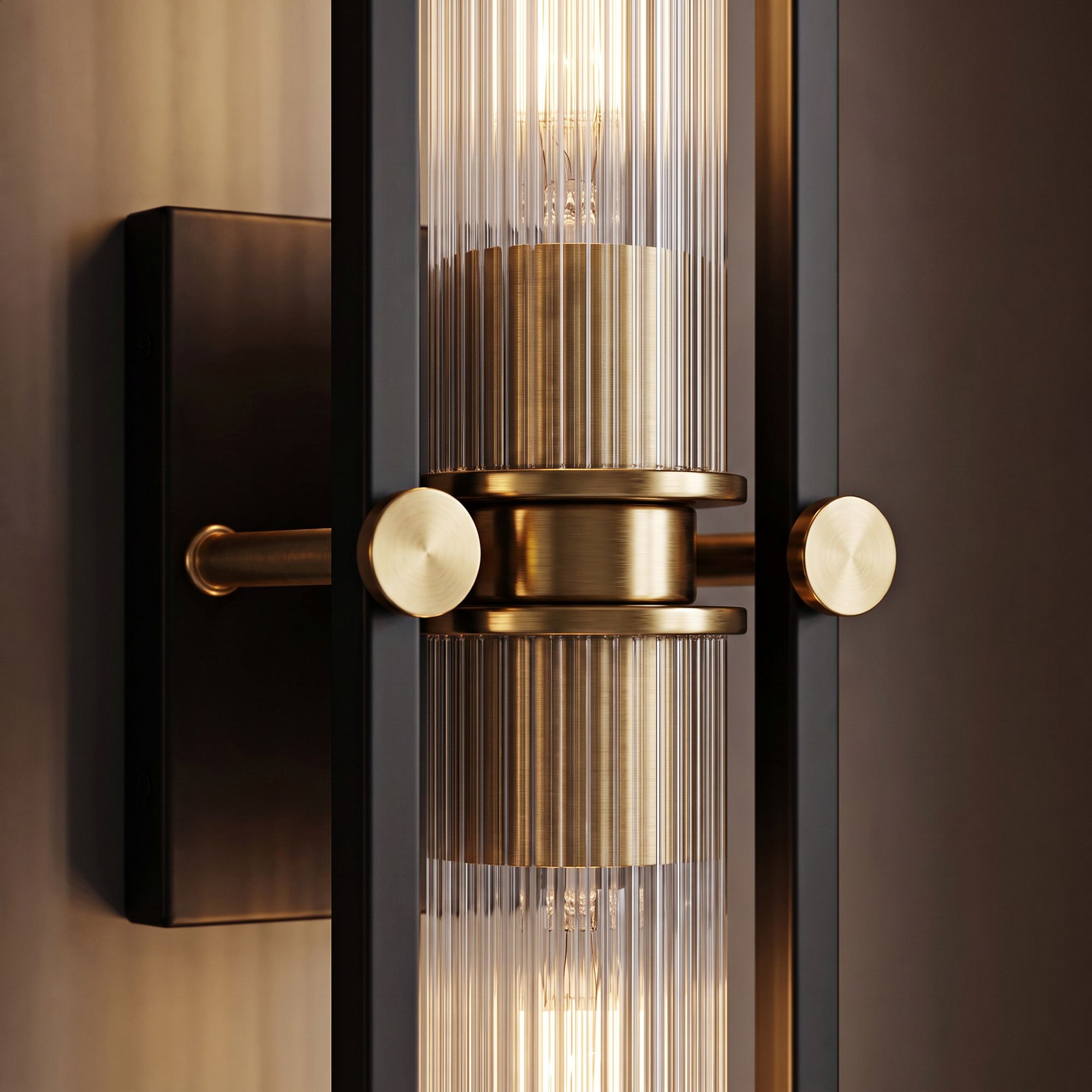 Image 4 Possini Euro Design Ramos 24" High Black and Brass 2-Light Wall Sconce more views