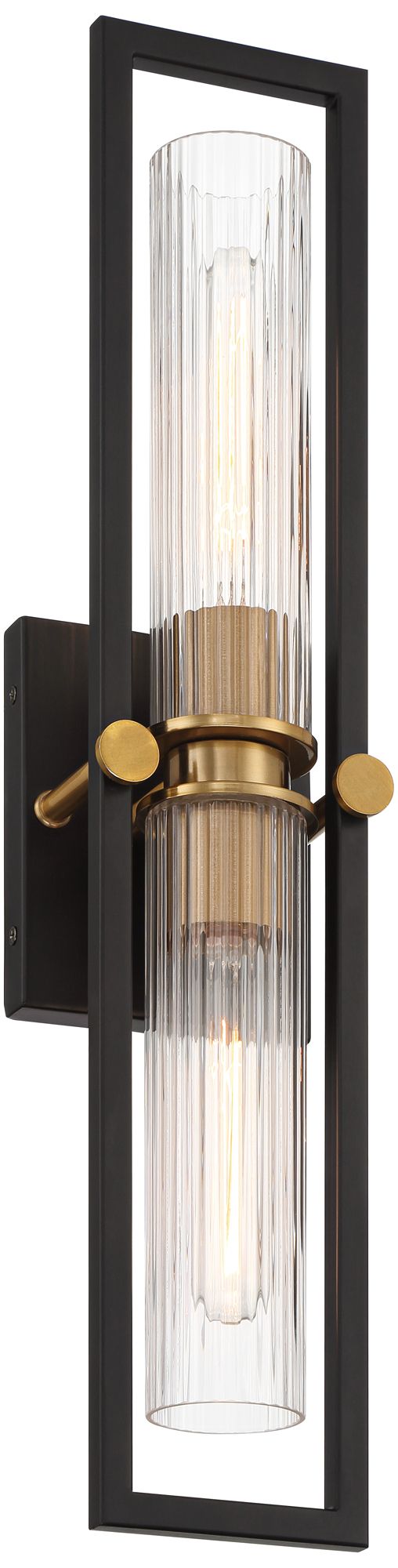 Possini Euro Design Ramos 24" High Black and Brass 2-Light Wall Sconce in scene