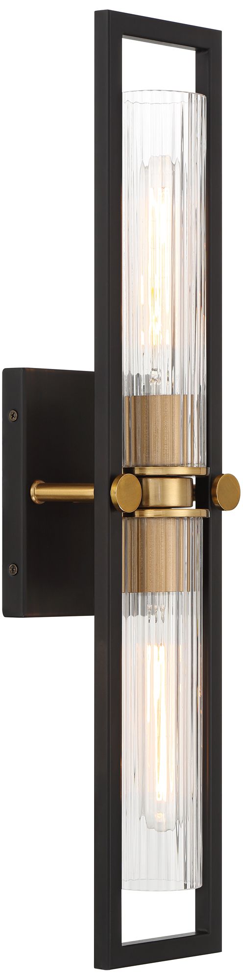Possini Euro Design Ramos 24" High Black and Brass 2-Light Wall Sconce in scene