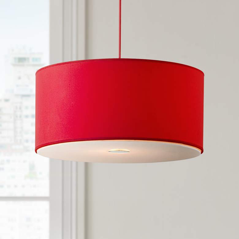 Image 1 Possini Euro Design Red Shade 15 3/4 inch Wide Pendant Light