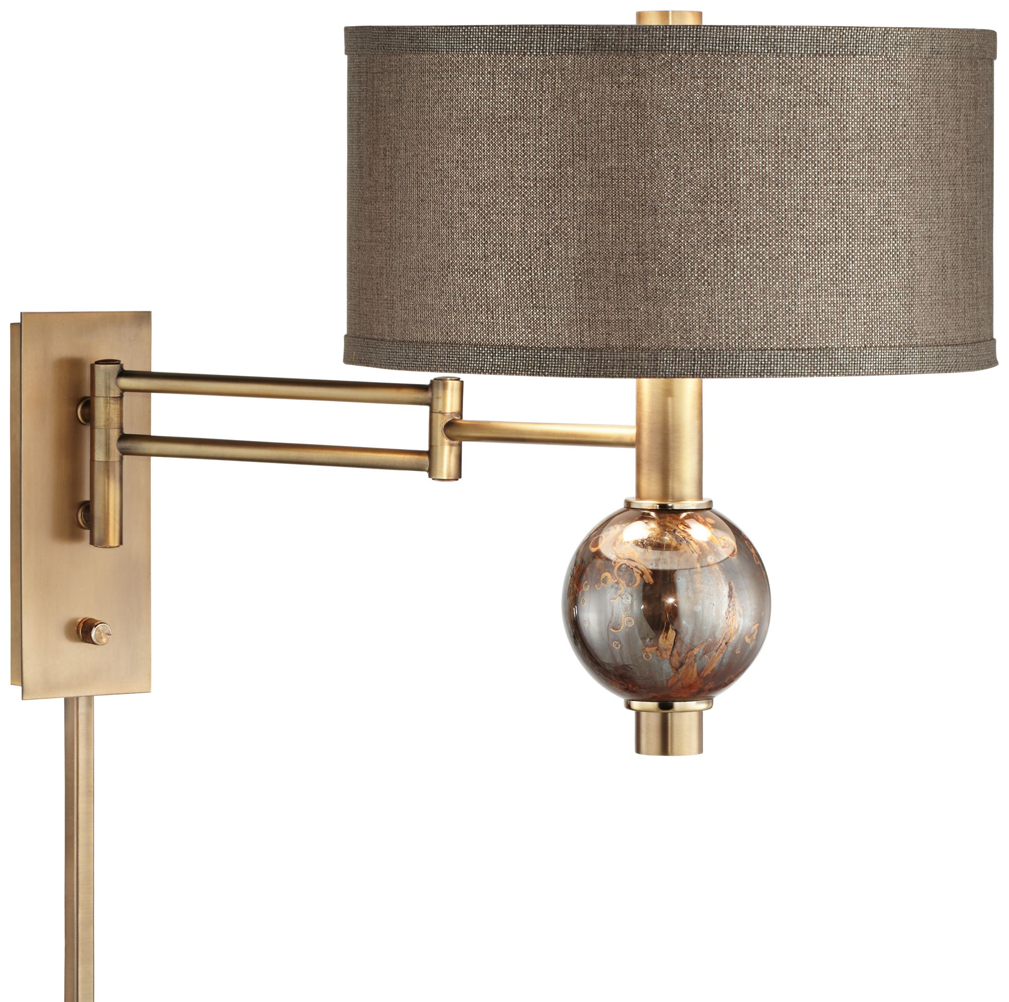 Image 6 Possini Euro Design Richford Brass Plug-In Swing Arm Wall Lamp with Dimmer more views