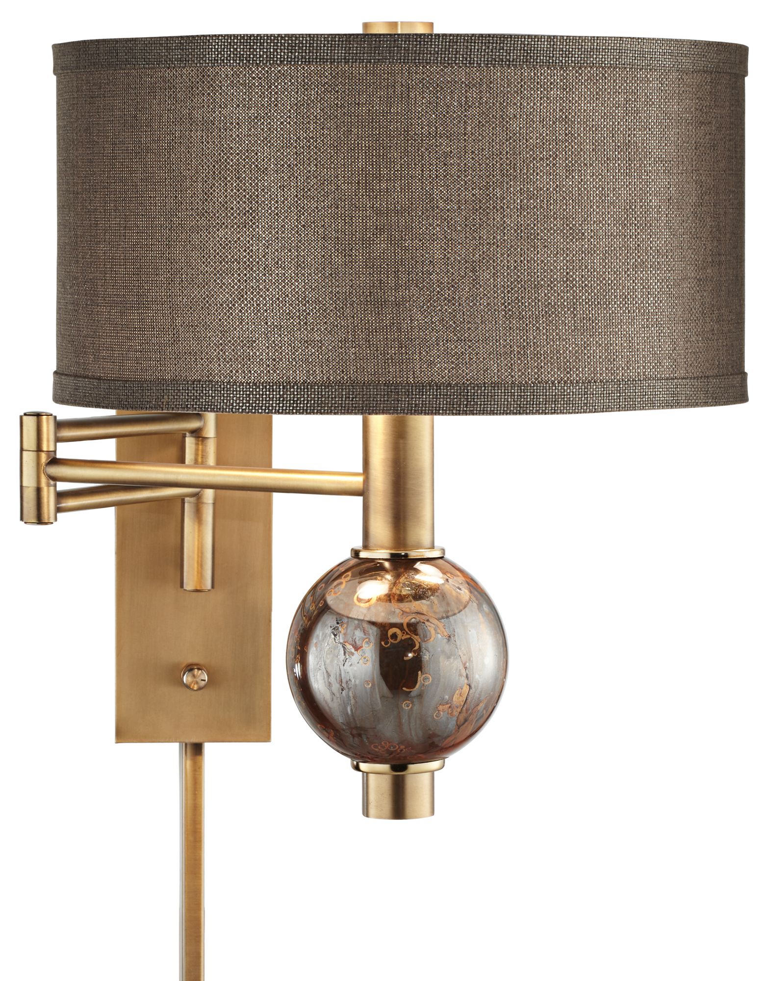 Image 7 Possini Euro Design Richford Brass Plug-In Swing Arm Wall Lamp with Dimmer more views