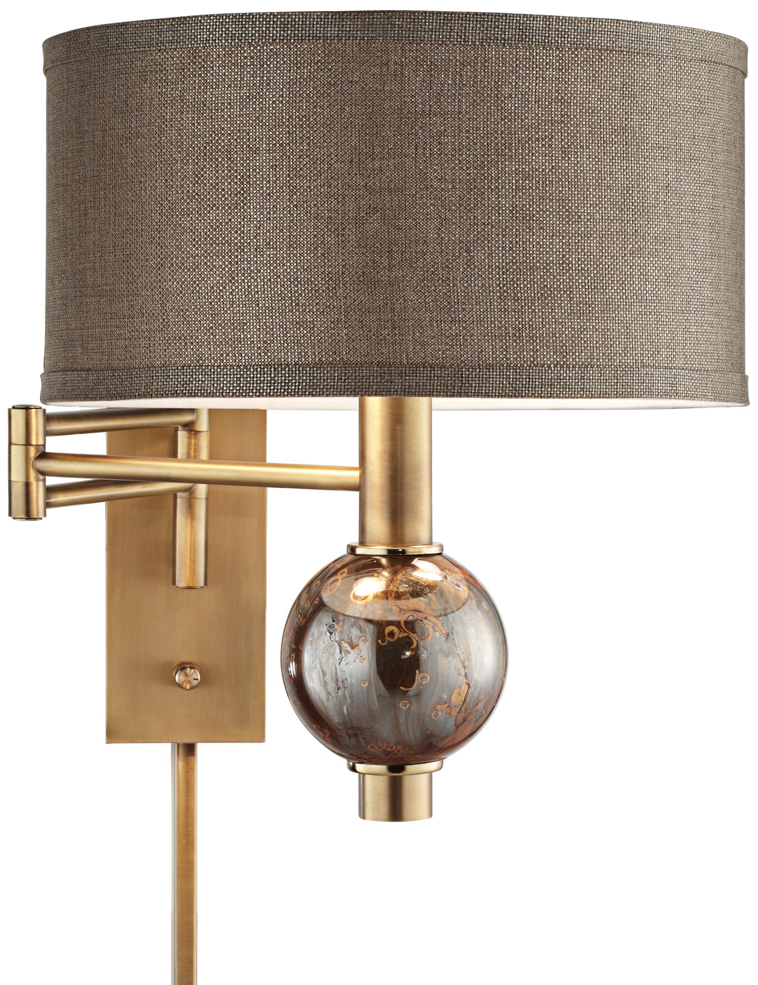 Possini Euro Design Richford Brass Plug-In Swing Arm Wall Lamp with Dimmer in scene