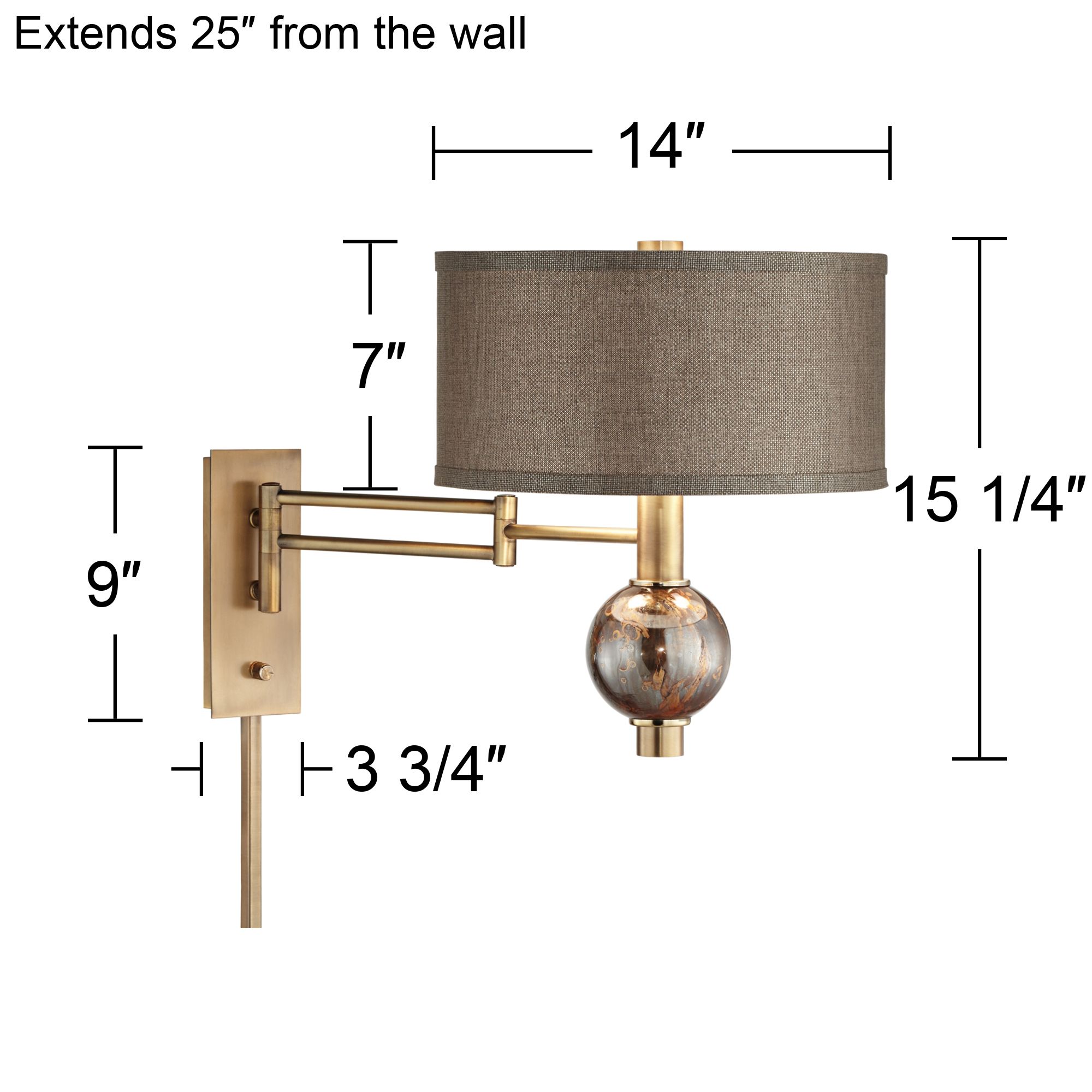 Possini Euro Design Richford Brass Plug-In Swing Arm Wall Lamp with Dimmer in scene