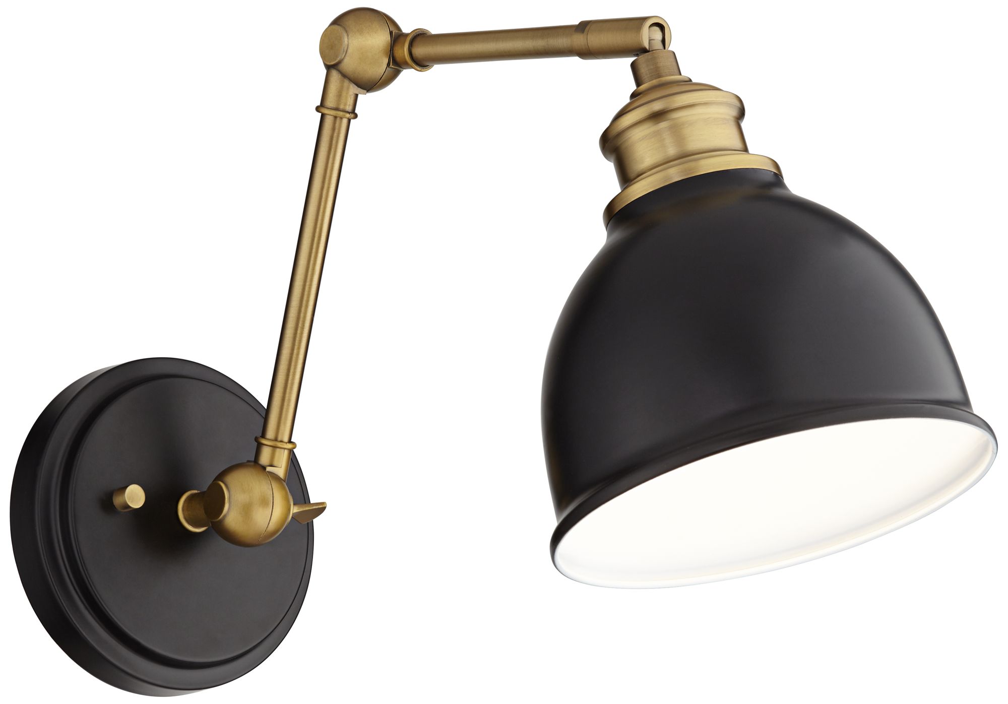 Image 6 Possini Euro Design Sania Black Brass Adj. Swing Arm Hardwire Wall Lamp more views