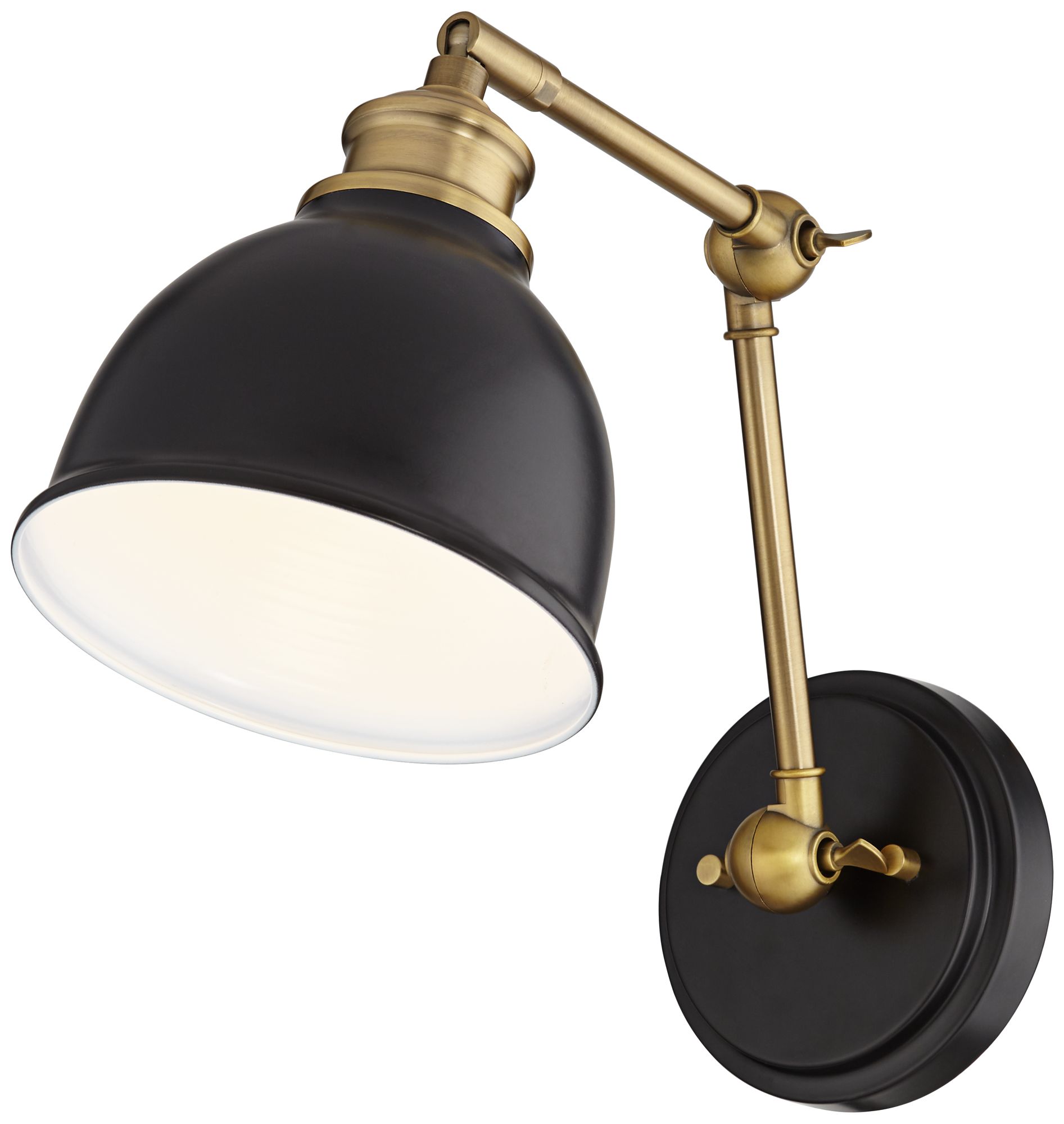 Image 7 Possini Euro Design Sania Black Brass Adj. Swing Arm Hardwire Wall Lamp more views