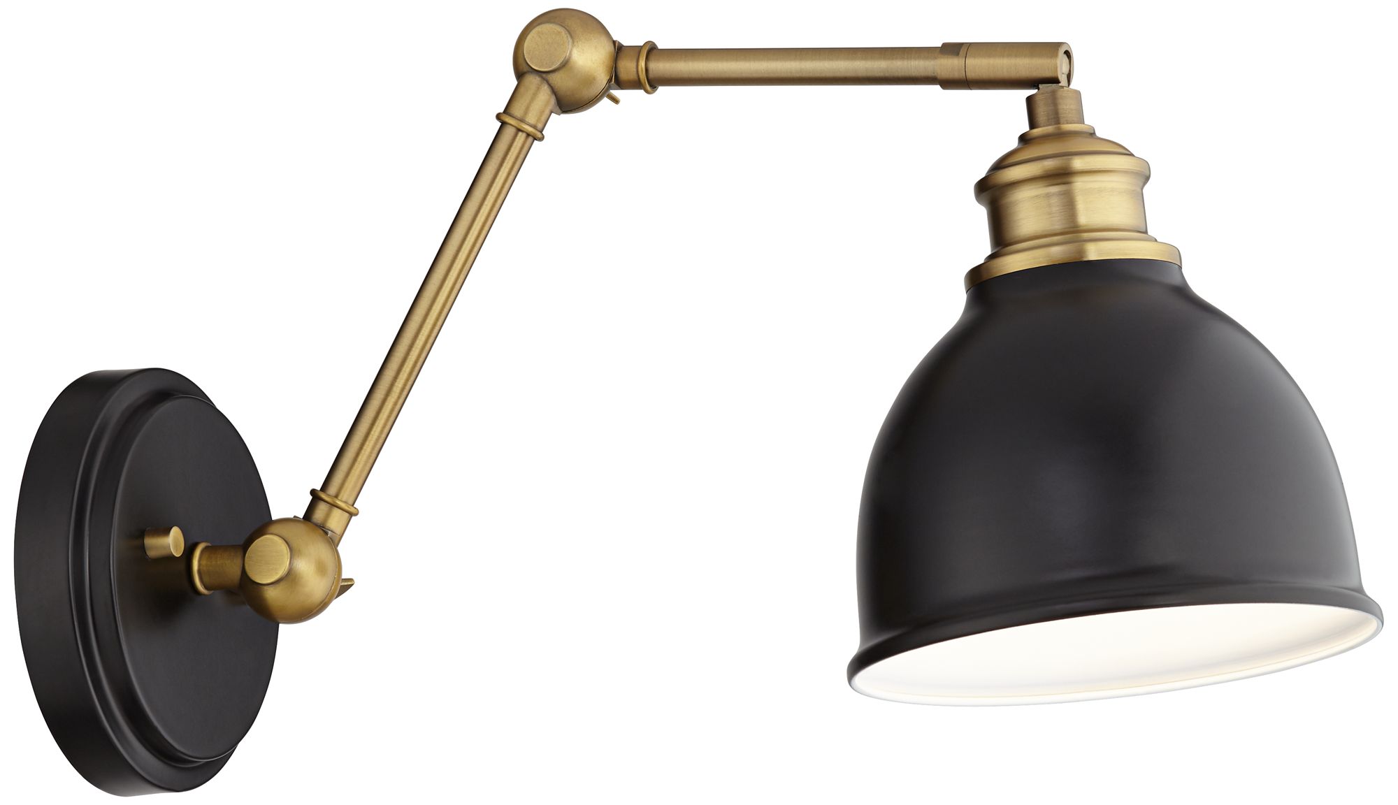 Possini Euro Design Sania Black Brass Adj. Swing Arm Hardwire Wall Lamp