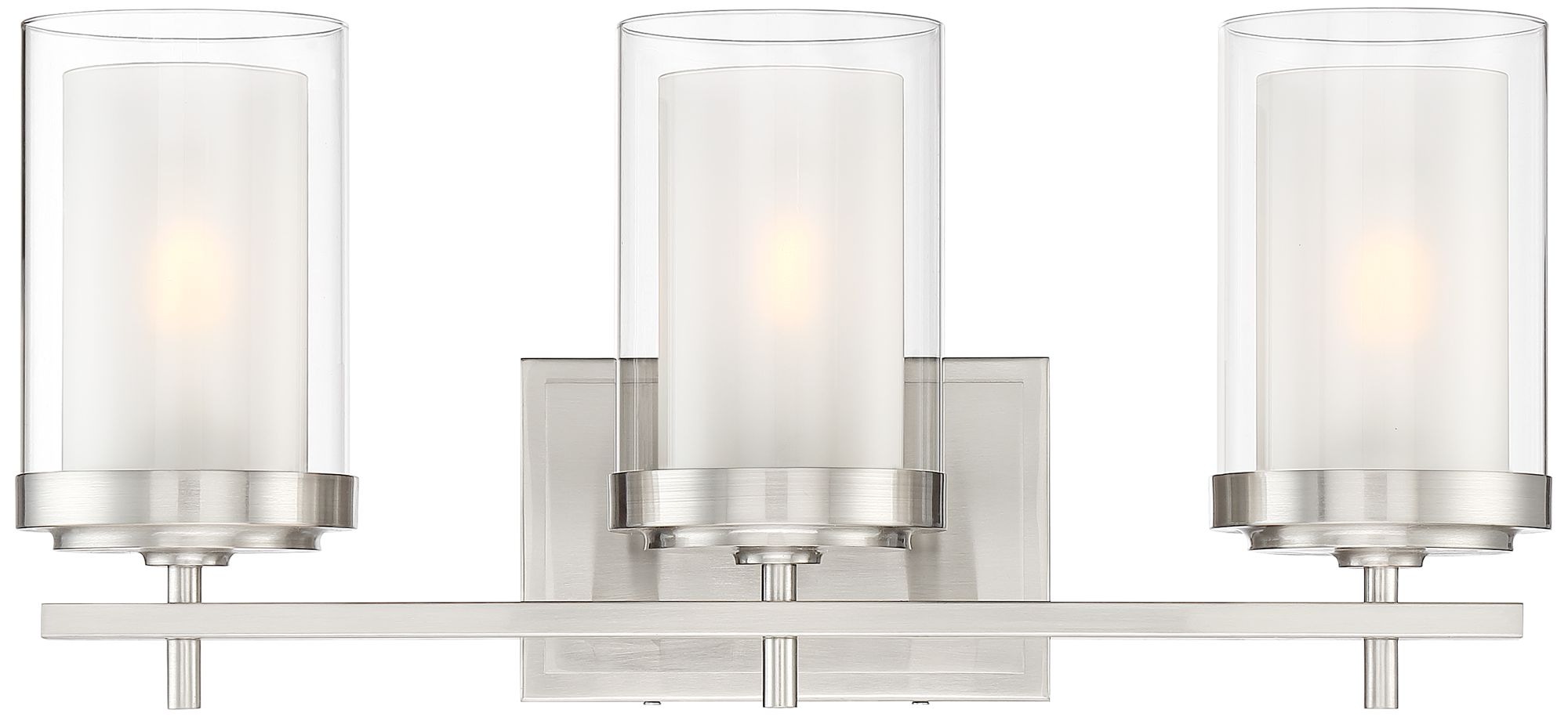 Image 3 Possini Euro Design Sannah 22" Wide Double Glass Nickel Bath Light