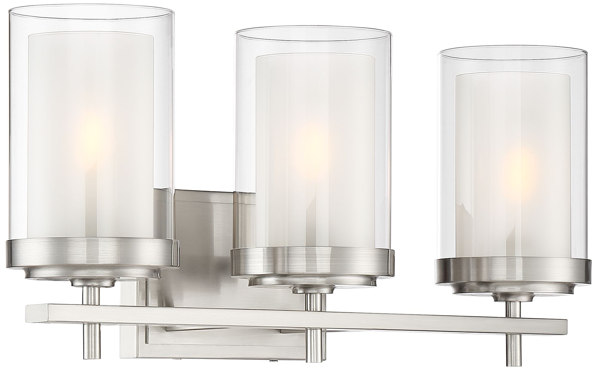 Image 5 Possini Euro Design Sannah 22" Wide Double Glass Nickel Bath Light more views
