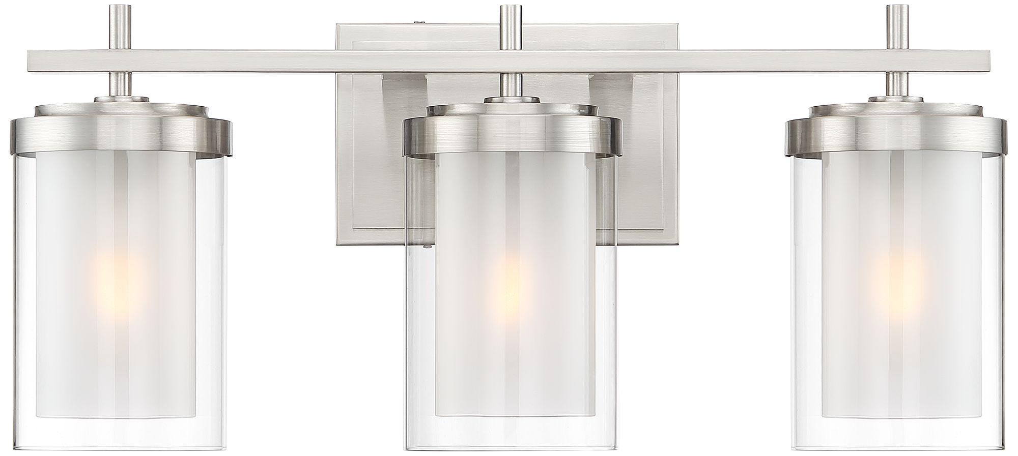 Image 7 Possini Euro Design Sannah 22" Wide Double Glass Nickel Bath Light more views