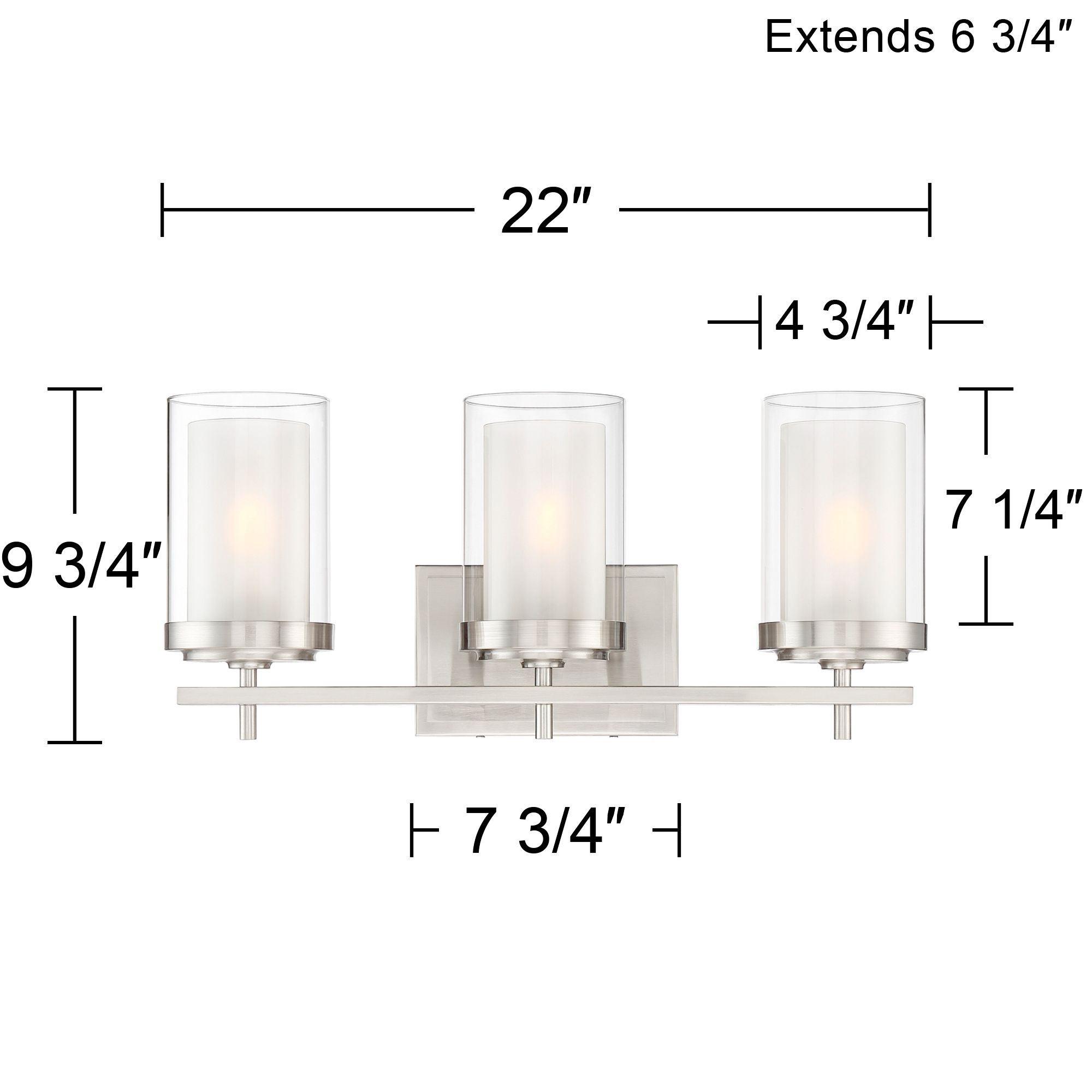 Possini Euro Design Sannah 22" Wide Double Glass Nickel Bath Light in scene