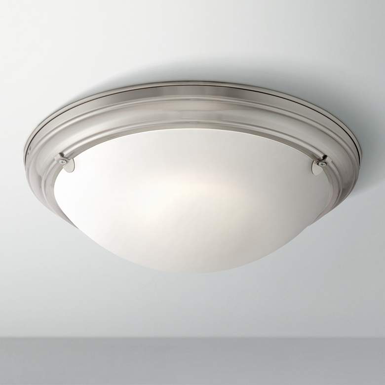 Image 1 Possini Euro Design Satin Nickel 13" Wide LED Ceiling Light