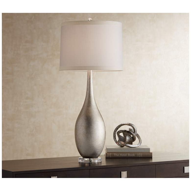 Image 1 Possini Euro Design Silverleaf Buffet Console Table Lamp
