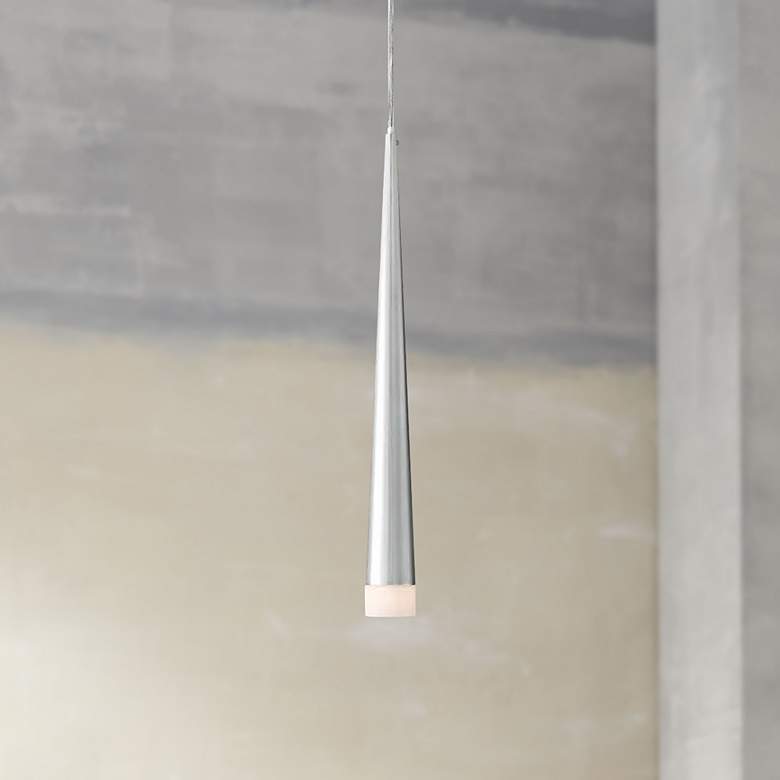 Image 1 Possini Euro Design Slim Cone 2" Wide Chrome Mini Pendant