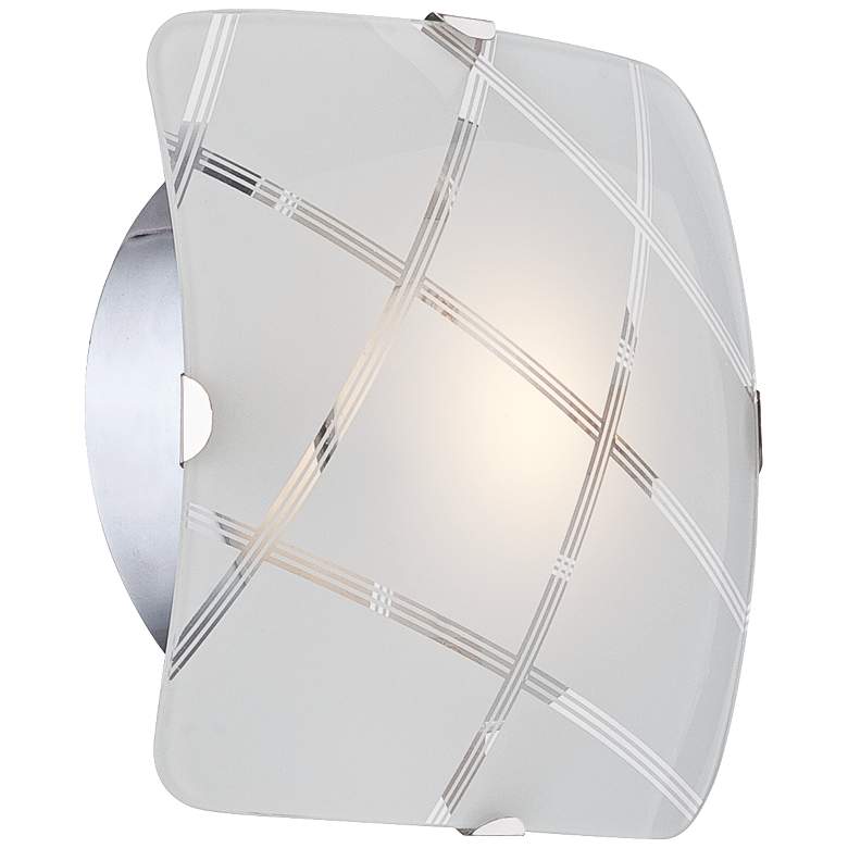 Image 1 Possini Euro Design Striped LED 6 inch Square Chrome Wall Sconce