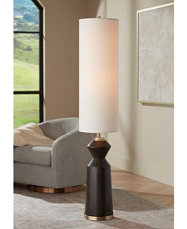 Possini Euro Design Taboo 66" Sculpted Faux Wood Modern Floor Lamp