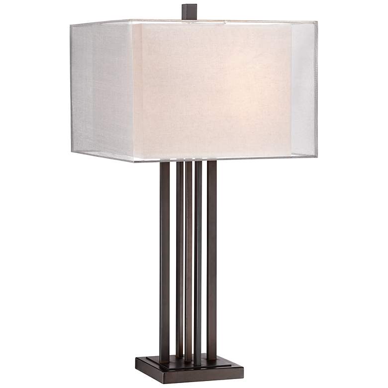 Image 1 Possini Euro Design Trevor Bronze Double Shade Table Lamp