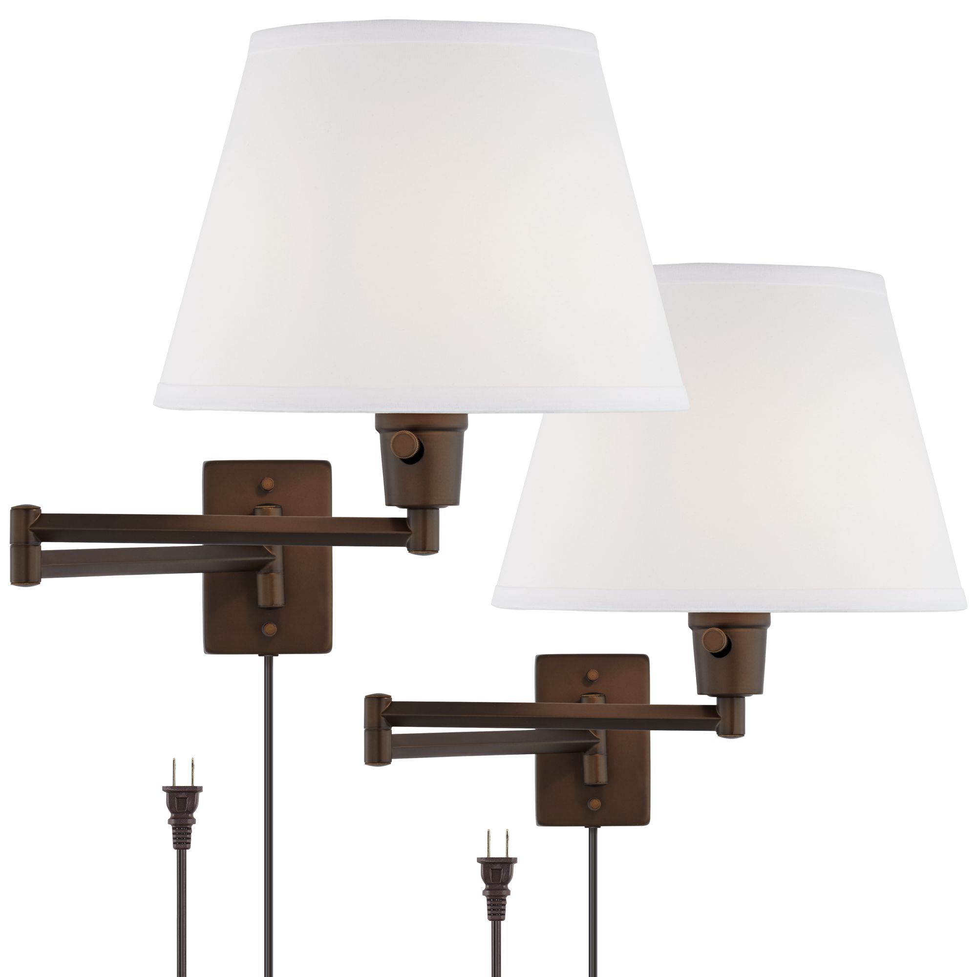 Image 3 Possini Euro Design Valentine Bronze Plug-In Swing Arm Wall Lamps Set of 2