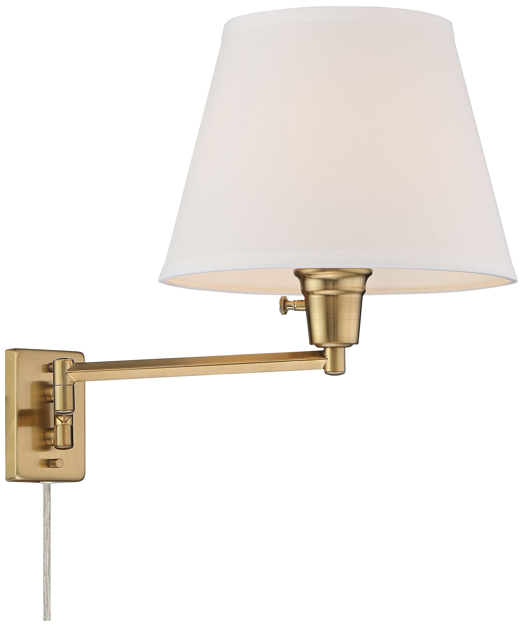 Image 7 Possini Euro Design Valentine Warm Gold Swing Arm Plug-In Wall Lamps Set/2 more views