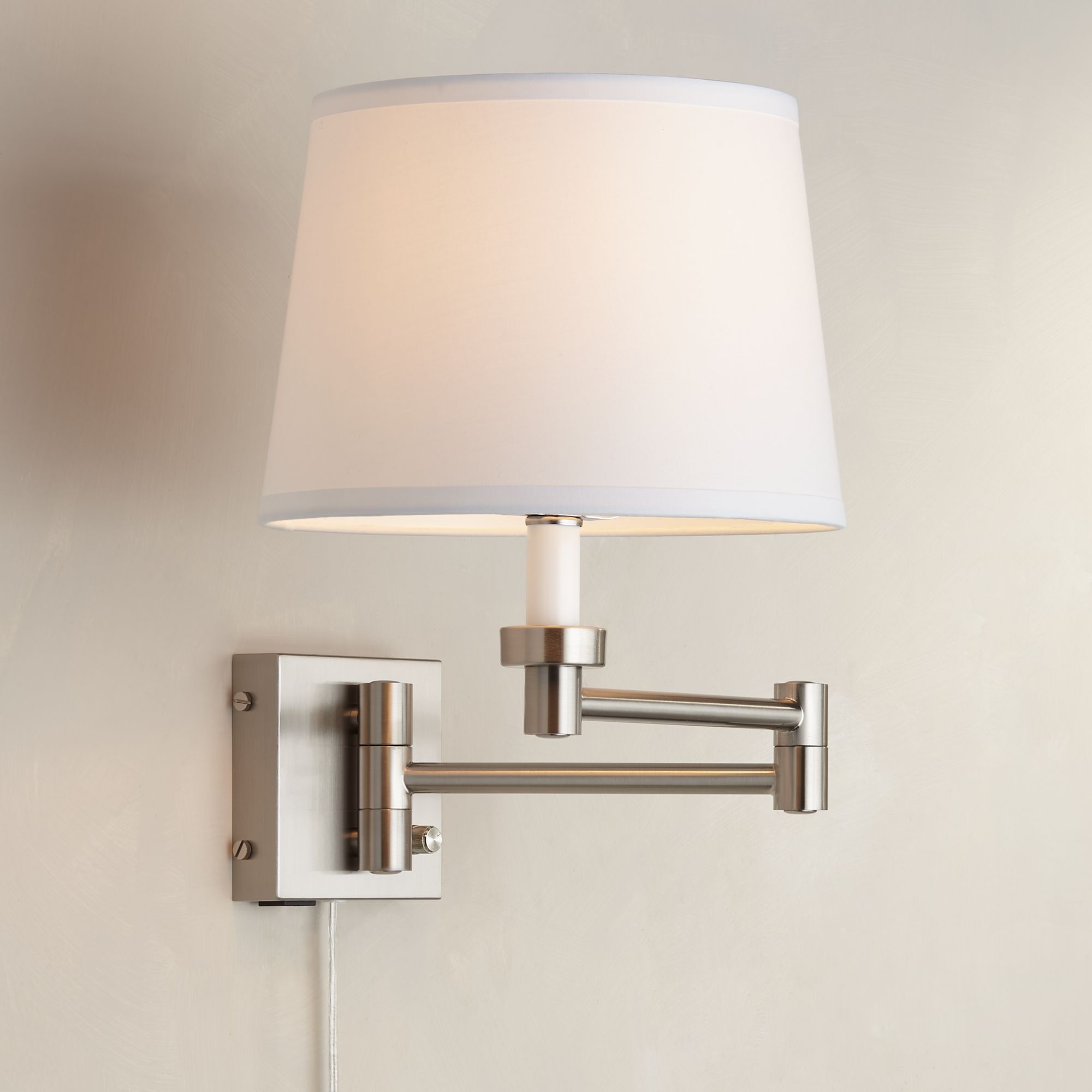 Possini Euro Design Vero Br. Nickel Modern Swing Arm USB Plug-In Wall Lamp