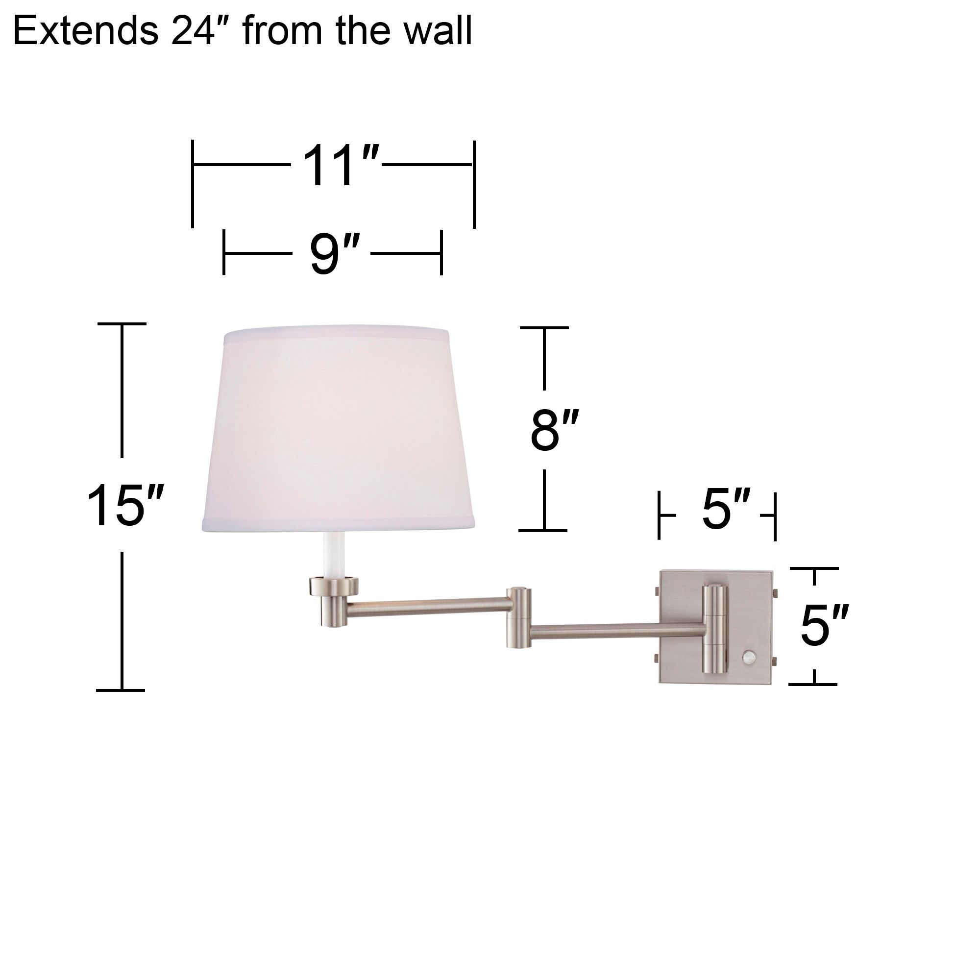 Possini Euro Design Vero Br. Nickel Modern Swing Arm USB Plug-In Wall Lamp