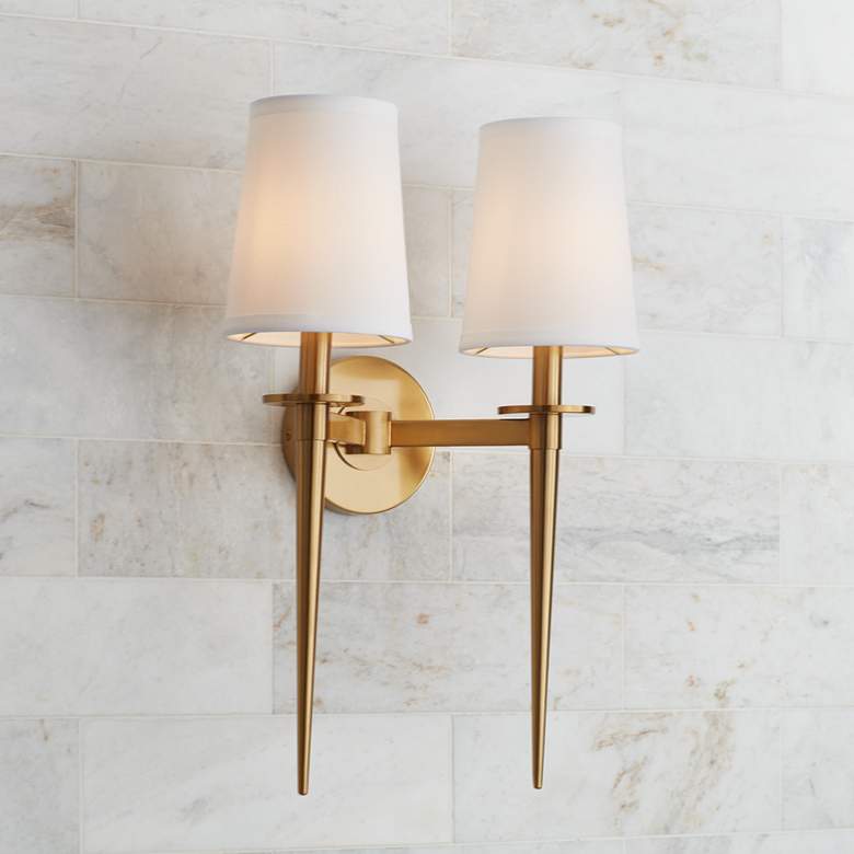 Image 1 Possini Euro Design Vincenzo 19 1/4 inch High Gold Finish Double Wall Lamp