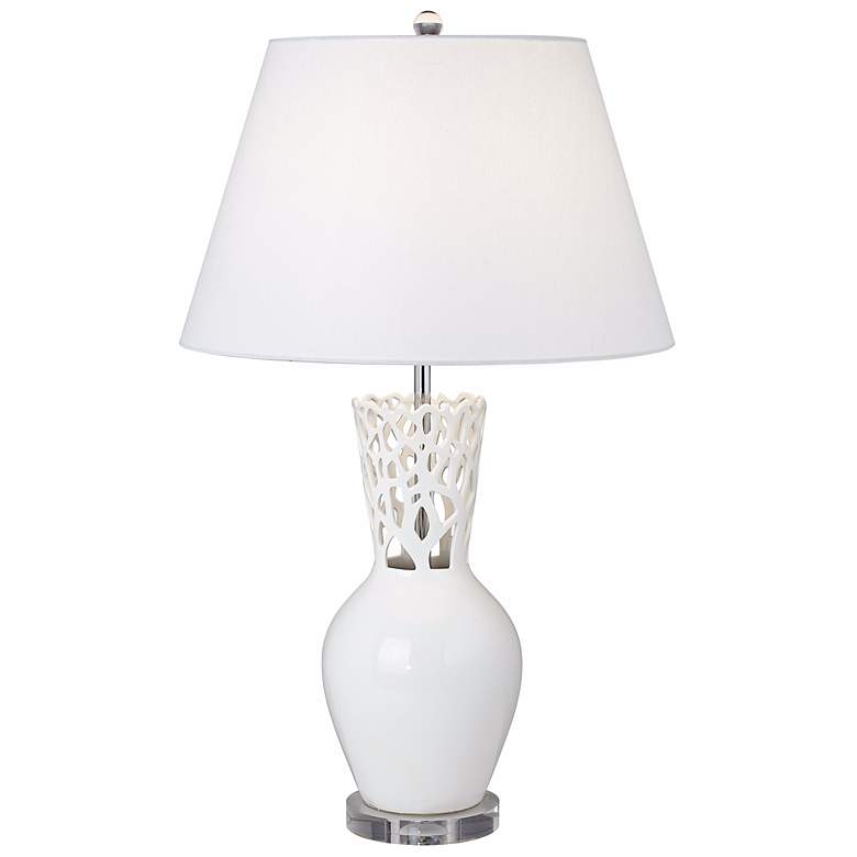 Image 1 Possini Euro Design White Coral Vase Table Lamp