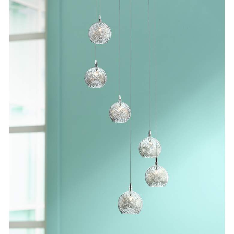 Possini Euro Design Wired 18&quot; Wide 6 Light Modern Glass Pendant