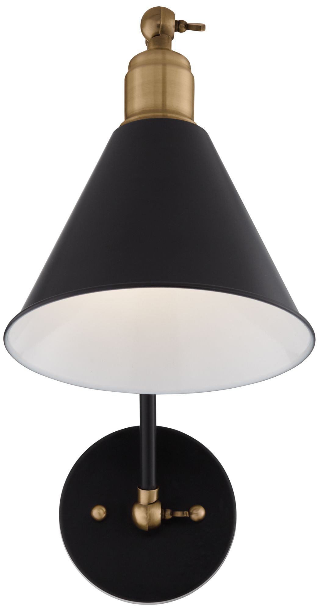 Image 7 Possini Euro Design Wray Black/Antique Brass Adjustable Hardwire Wall Lamp more views