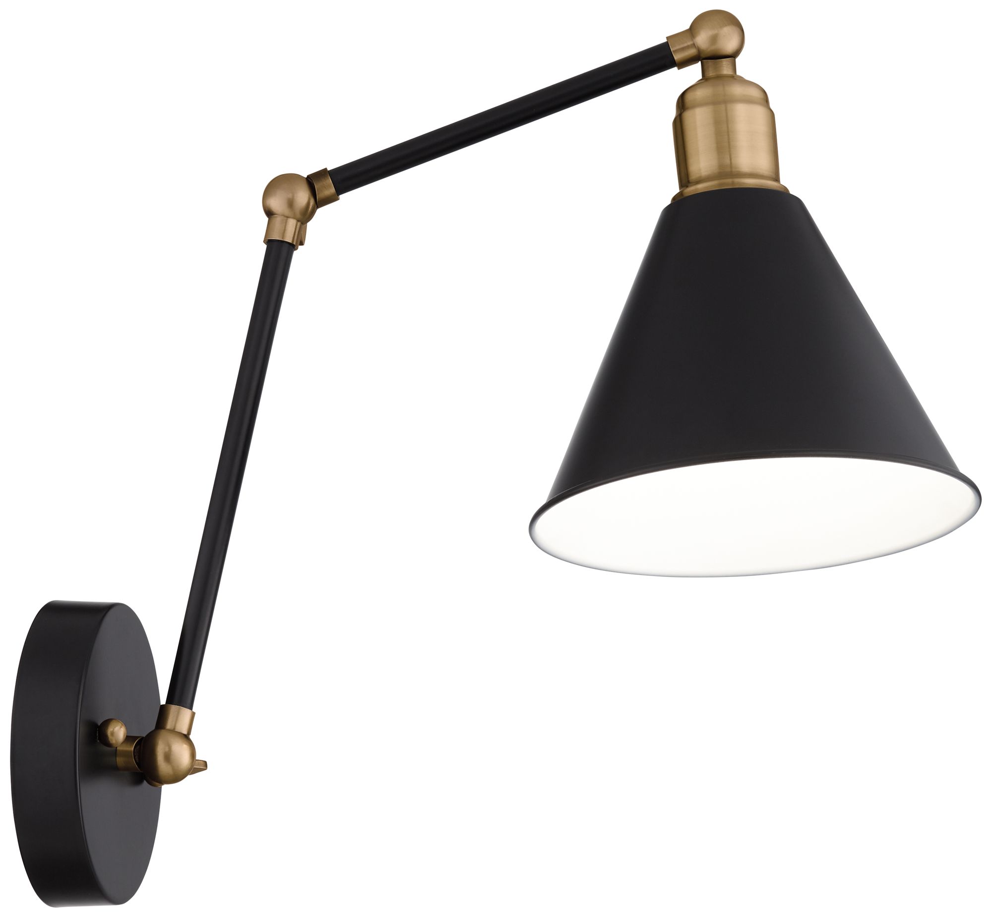 Possini Euro Design Wray Black/Antique Brass Adjustable Hardwire Wall Lamp