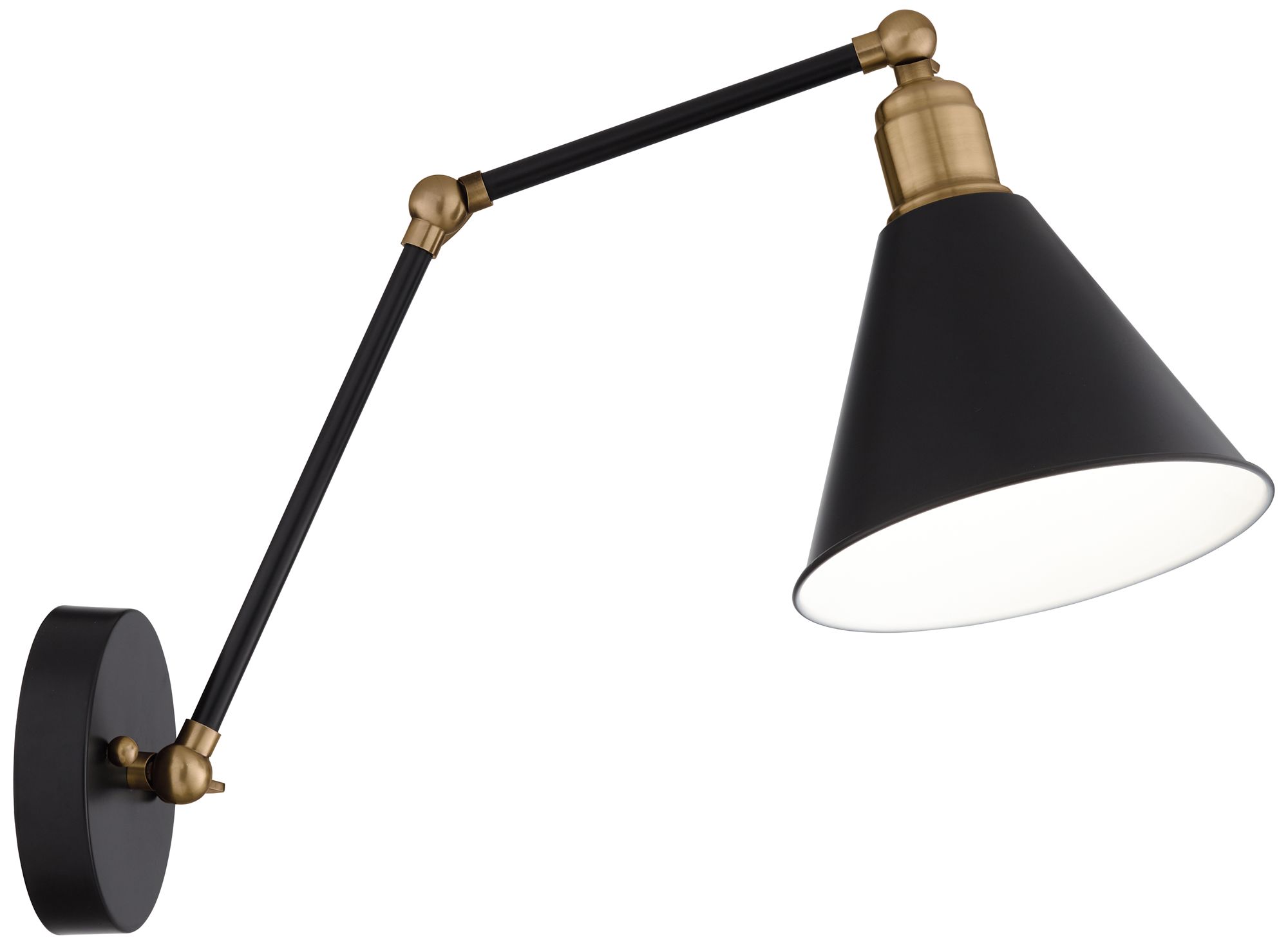 Possini Euro Design Wray Black/Antique Brass Adjustable Hardwire Wall Lamp