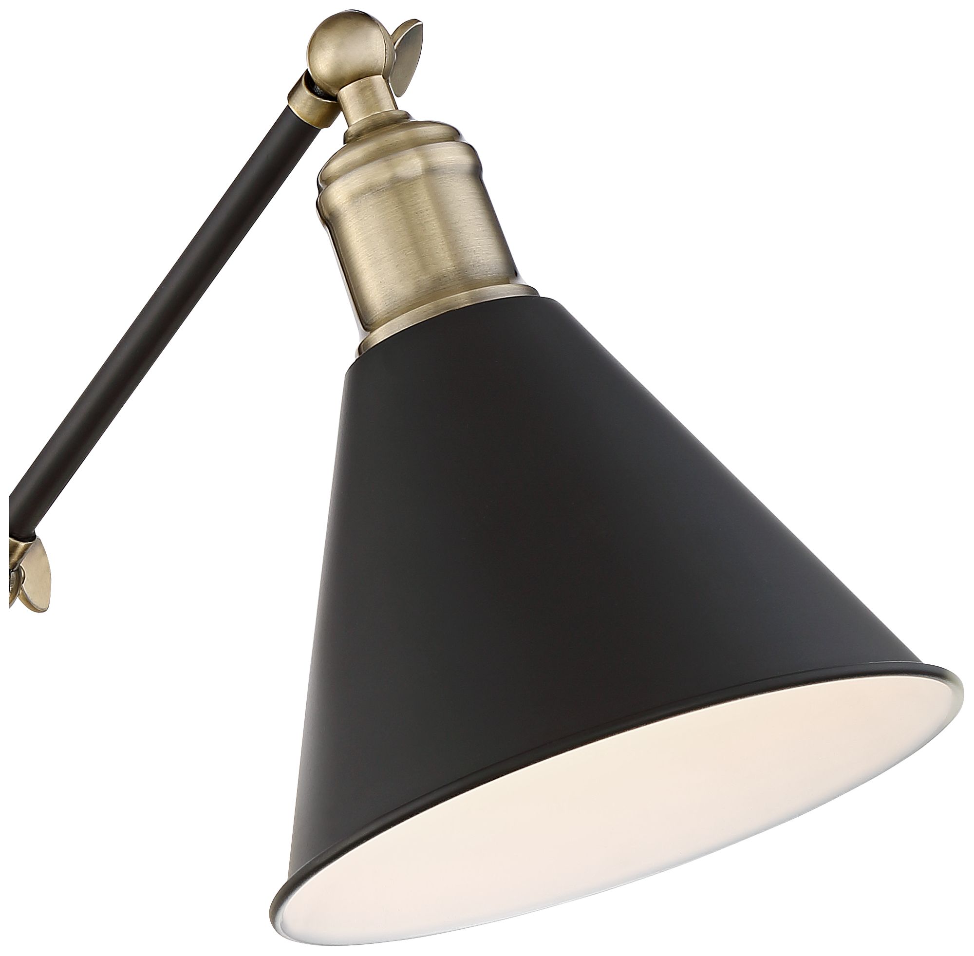 Image 4 Possini Euro Design Wray Black/Antique Brass Plug-In Wall Lamps Set of 2 more views