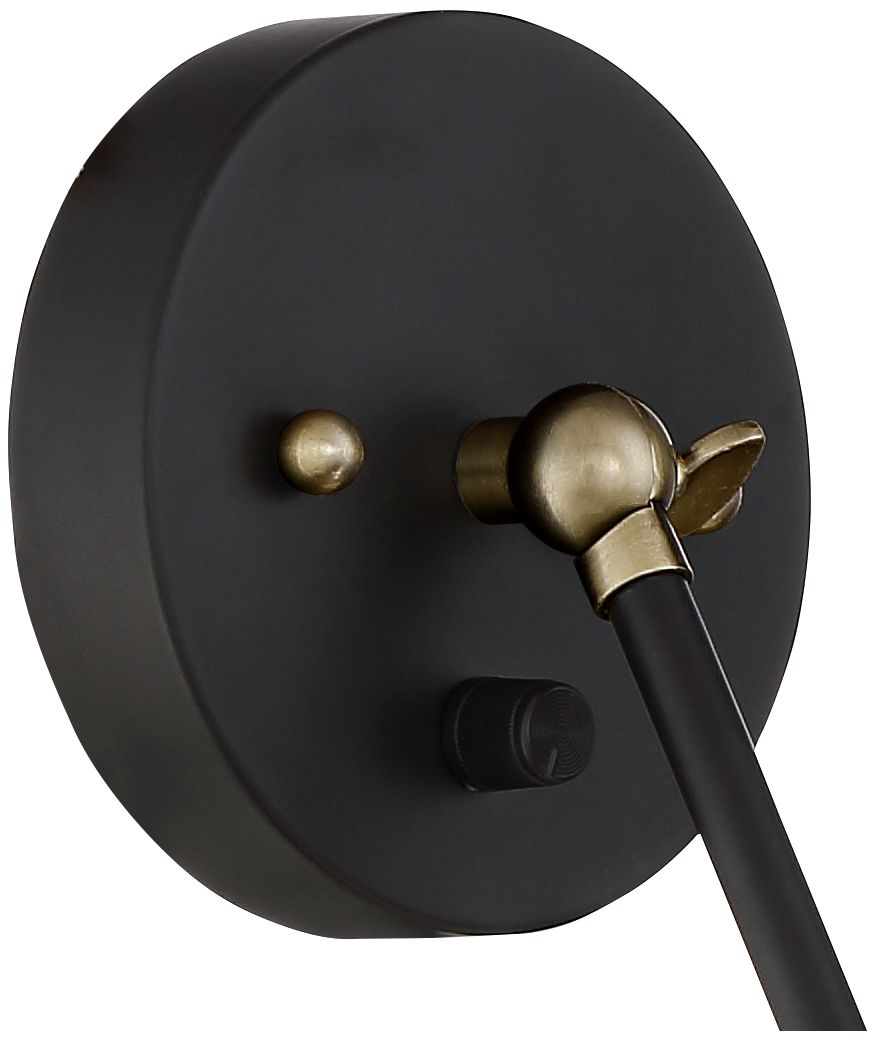 Image 6 Possini Euro Design Wray Black/Antique Brass Plug-In Wall Lamps Set of 2 more views