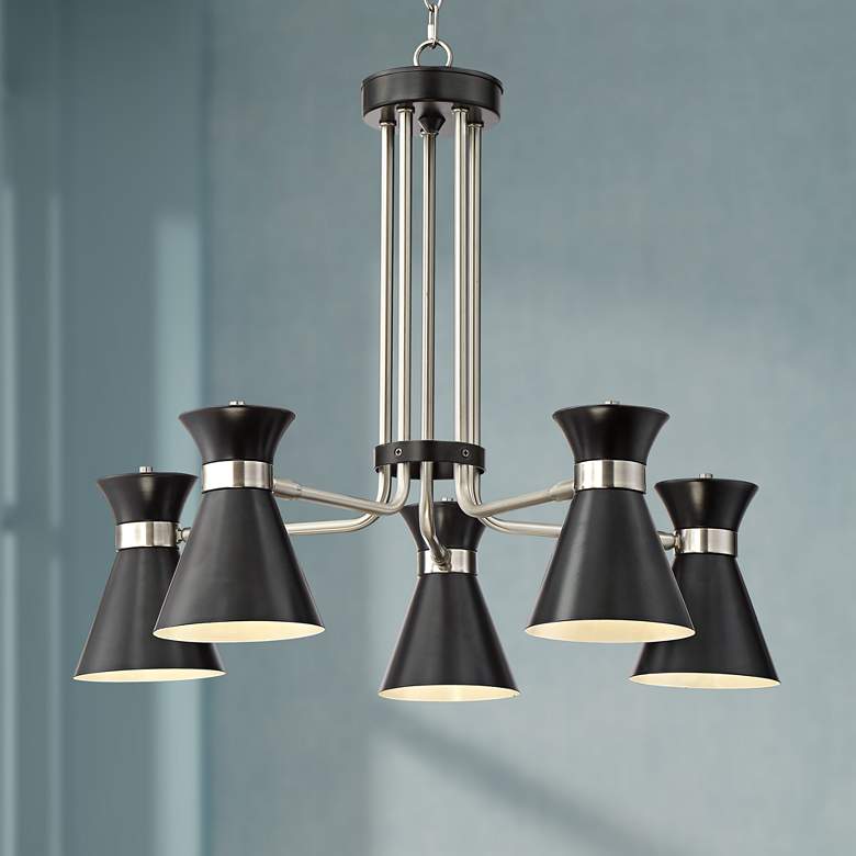 Image 1 Possini Euro Desmond 27 1/2"W Black LED Chandelier
