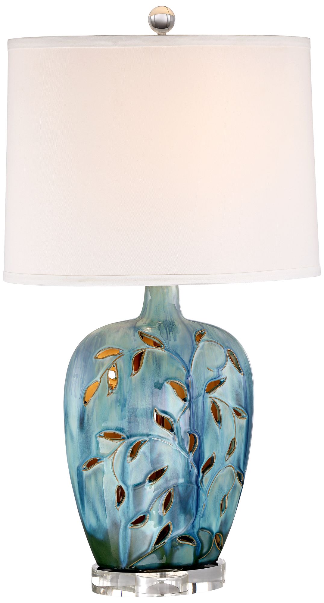 Image 7 Possini Euro Devan 24 1/2" Blue Ceramic Night Light Lamps Set of 2 more views