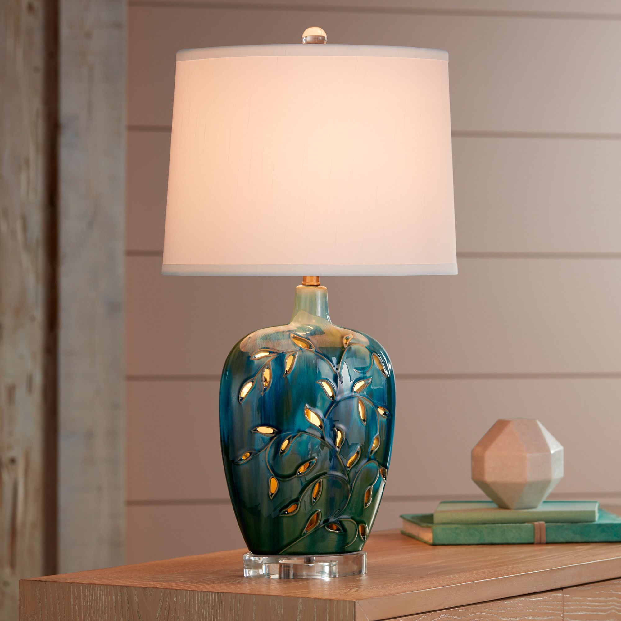 Possini Euro Devan 24 1/2" Blue Ceramic Night Light Lamps Set of 2