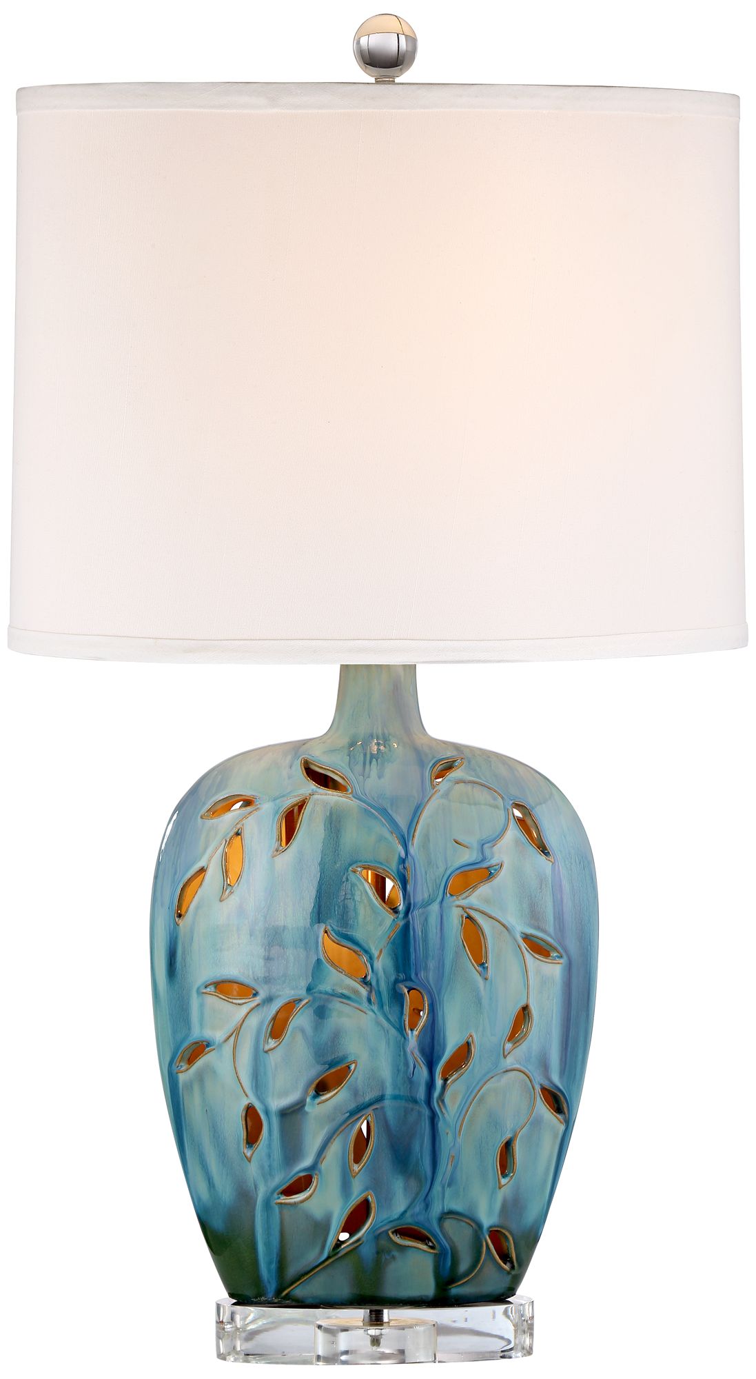 Image 2 Possini Euro Devan Vines 24 1/2" Blue Ceramic Lamp with Night Light