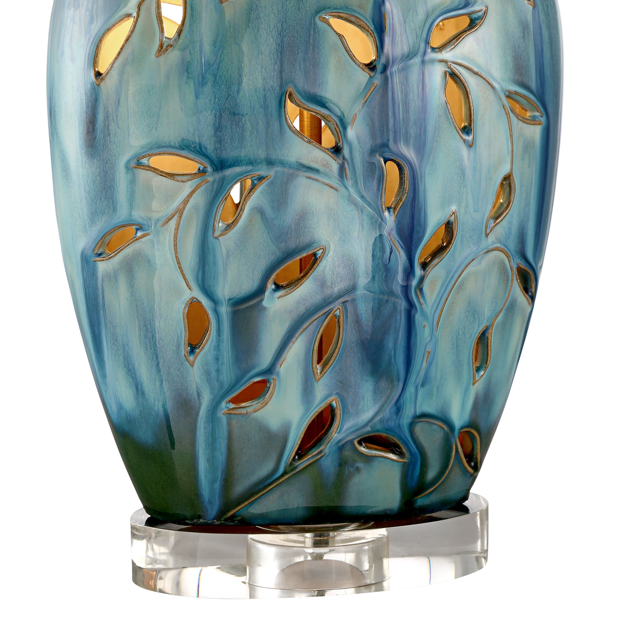 Image 5 Possini Euro Devan Vines 24 1/2" Blue Ceramic Lamp with Night Light more views