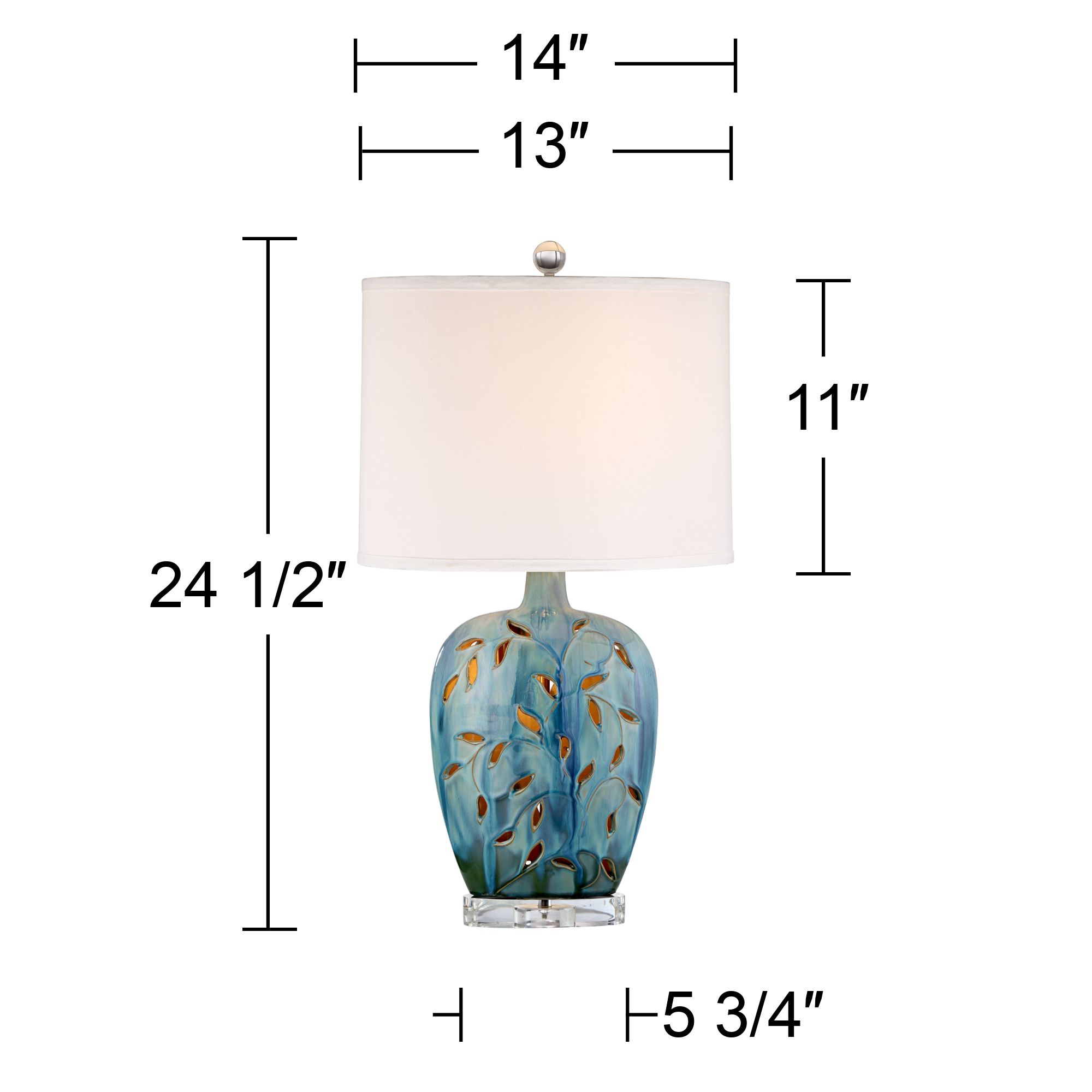 Possini Euro Devan Vines 24 1/2" Blue Ceramic Lamp with Night Light