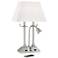 Possini Euro Dexter 26" Nickel Desk Lamp with USB Port and Outlets