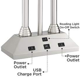 Image5 of Possini Euro Dexter 26" Nickel Desk Lamp with USB Port and Outlets more views