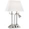 Possini Euro Dexter 26" Nickel Desk Lamp with USB Ports and Outlets