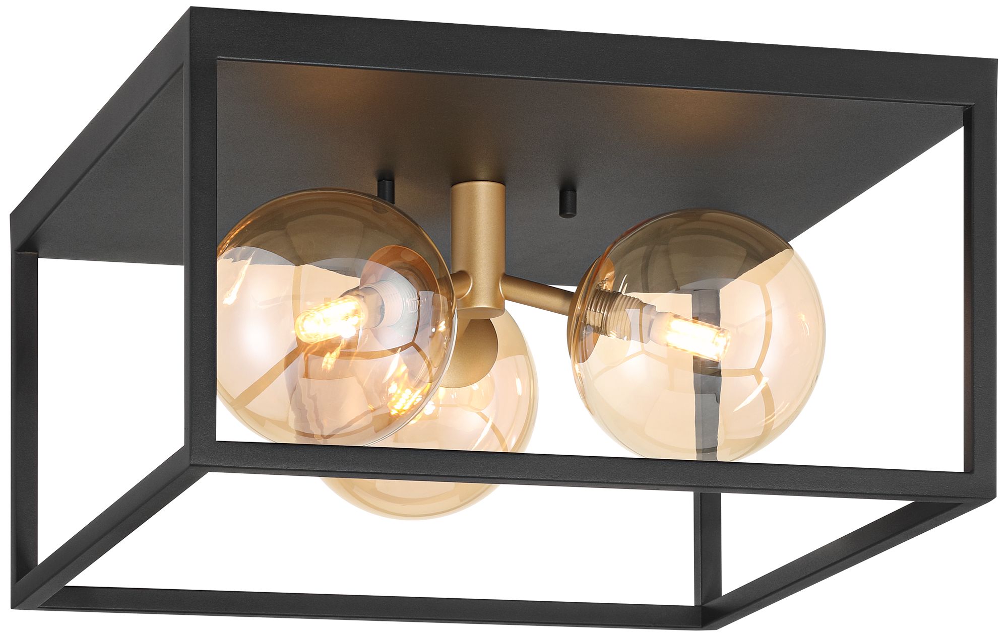 Image 2 Possini Euro Deza 14 1/2" Wide Black 3-Light LED Ceiling Light