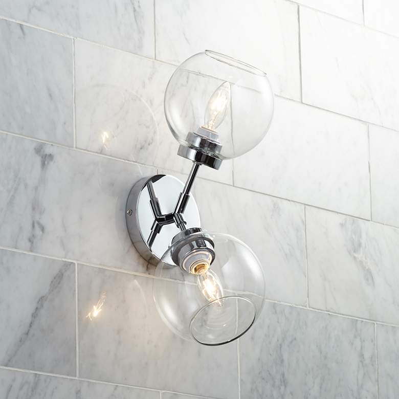 Image 1 Possini Euro Diamet 16 1/4"H Chrome 2-Light Wall Sconce