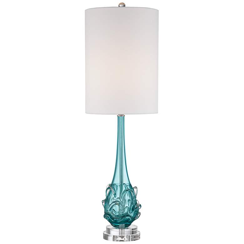 Image 3 Possini Euro Dinah Modern Blue Art Glass Table Lamp
