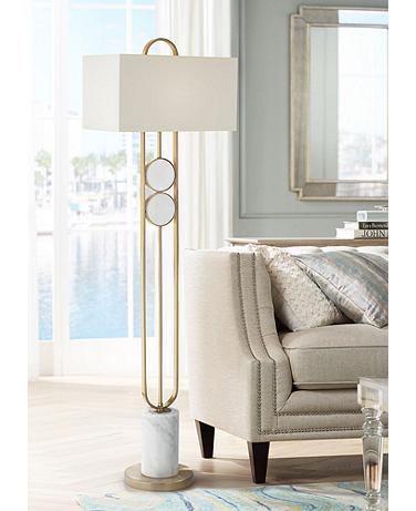 Possini Euro Disc 68" High Gold and Marble Modern Floor Lamp