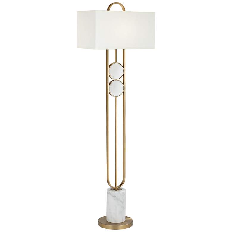 Image 2 Possini Euro Disc 68" High Gold and Marble Modern Floor Lamp
